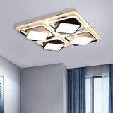 Modern Black & White Cube Led Flushmount Ceiling Light In 27.5/41 Sizes