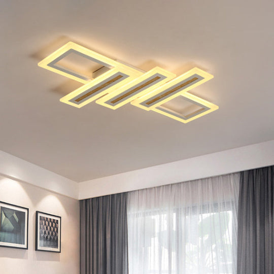 Led Linear Ceiling Lighting - Metal White Flush Mount Light Diffuser Included Multiple Sizes