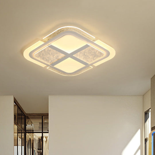Square Led Ceiling Light With Mosaic Acrylic Design In Warm/White 16’ - 23.5’ Widths