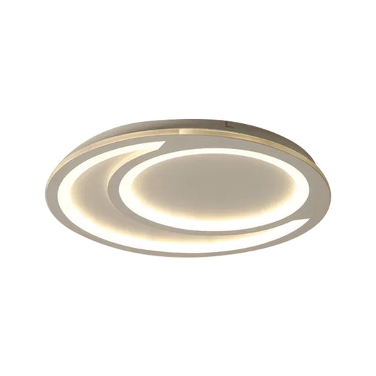 Modern White Ripple Flushmount Led Light Simple Metal Design 16/19.5/23.5 Wide