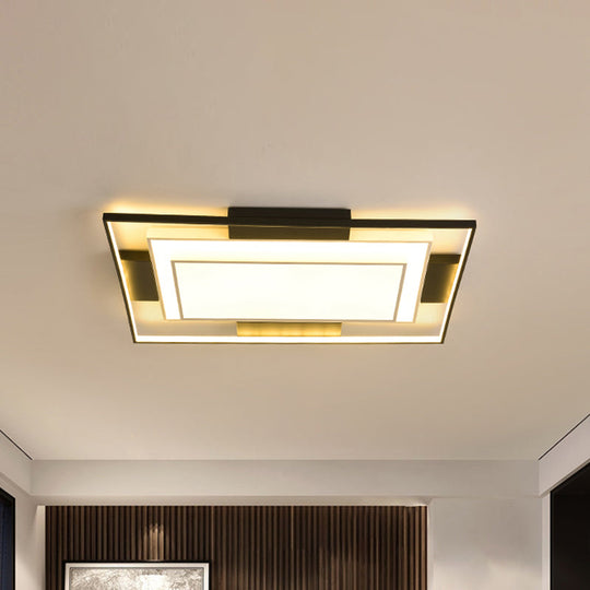 Modern Led Flush Mount Light With Acrylic Shade In Black And White - Available 3 Sizes