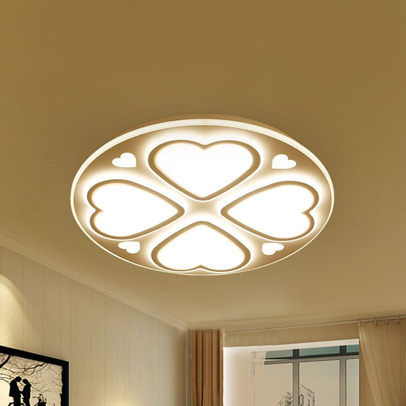 Contemporary Metal And Acrylic Clover Flush Mount Lighting - White Ceiling Lamp (16.5’/20.5’/24.5’)