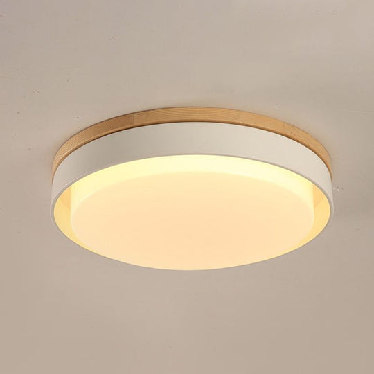Nordic Macaron Metal Led Ceiling Flushmount - Blue/White/Yellow Acrylic Shade 12’/18.5’ Wide