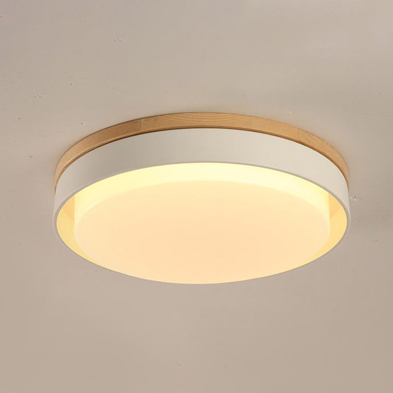 Nordic Macaron Metal Led Ceiling Flushmount - Blue/White/Yellow Acrylic Shade 12/18.5 Wide