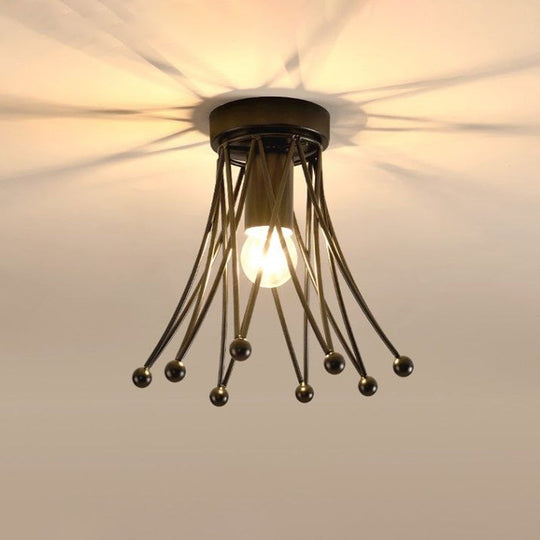 Modern Metallic Crown Flush Mount Ceiling Light For Kids | 1 - Light Black/Gold/White