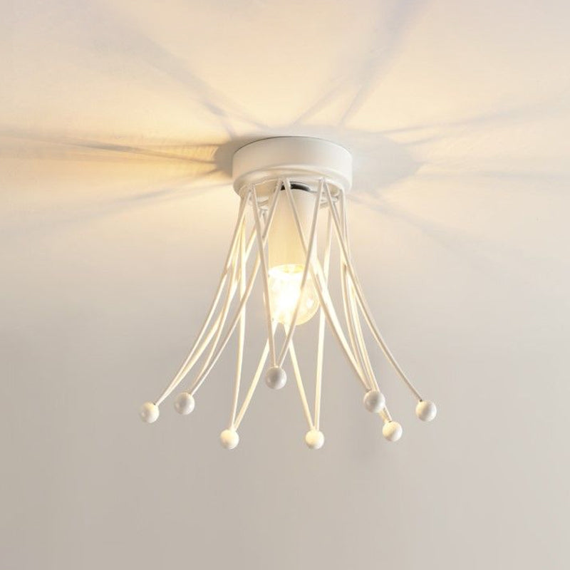 Modern Metallic Crown Flush Mount Ceiling Light For Kids | 1 - Light Black/Gold/White