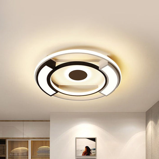 Contemporary Black/White Led Surface Mount Ceiling Lights Metal & Acrylic 16’/19.5’ Diameter -
