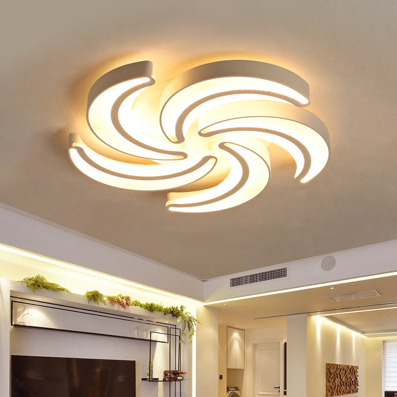 Modern Flower Flush Mount Led Ceiling Light In White For Hotels