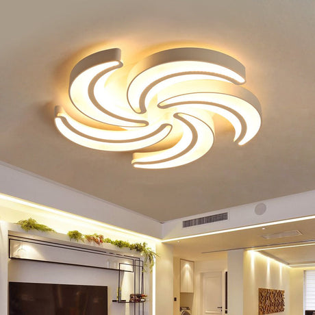 Modern Flower Flush Mount Led Ceiling Light In White For Hotels