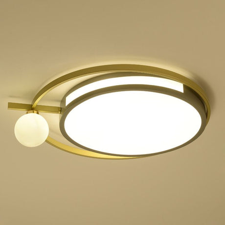 Led Round Flush Light With Nordic Acrylic Globe Shade In Black/Grey