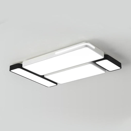 Sleek Rectangular Led Ceiling Light - Acrylic Slim Design In Black/White Ideal For Study Room