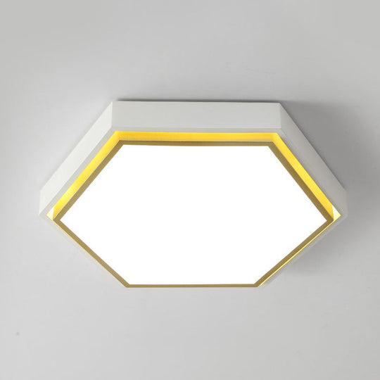 Nordic Hexagon Flushmount Metal Led Ceiling Light - Black/Green/Grey/White 16’/19.5’ Wide