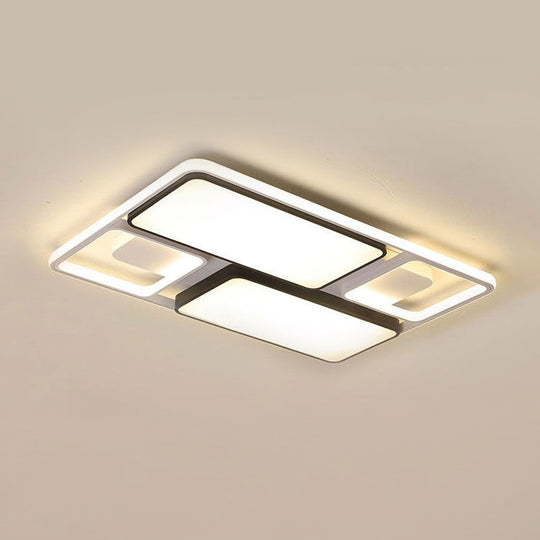 Contemporary Led Flush Mount Ceiling Light In Black/White 19.5’/45’ Wide