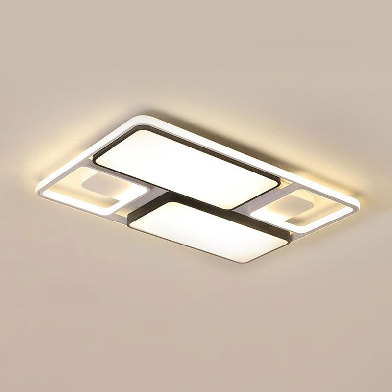 Contemporary Led Flush Mount Ceiling Light In Black/White 19.5/45 Wide