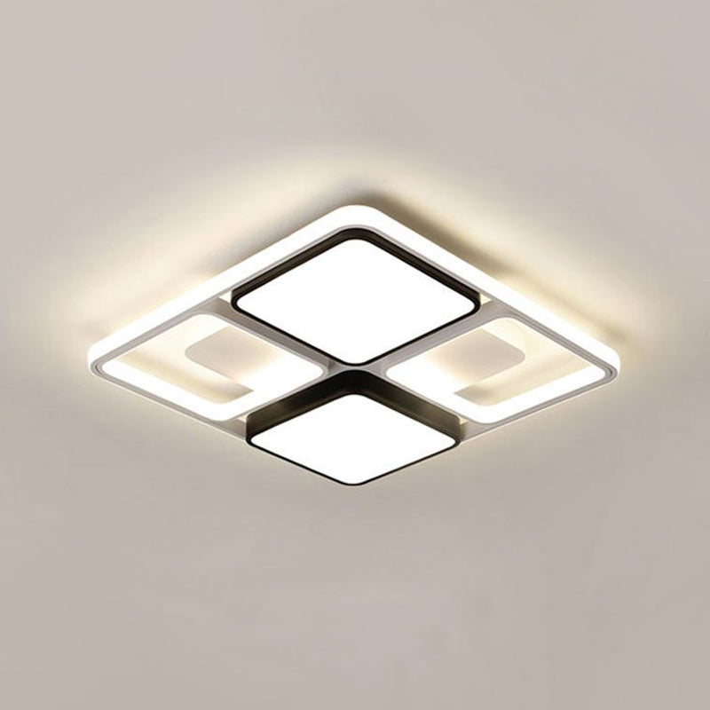 Contemporary Led Flush Mount Ceiling Light In Black/White 19.5/45 Wide