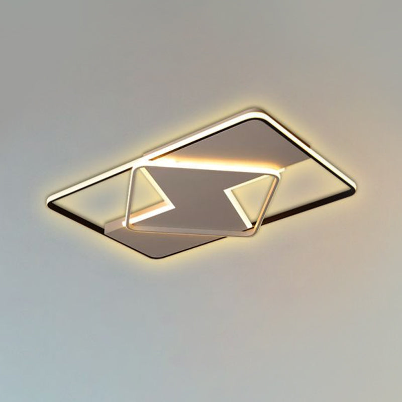 Modern Minimalist Led Ceiling Flush Light In Black/White - 16’/19.5’/23.5’/35.5’ W