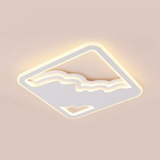 Modern Led White Flush Mount Ceiling Light Ultra Thin Design 19’/35.5’ Wide