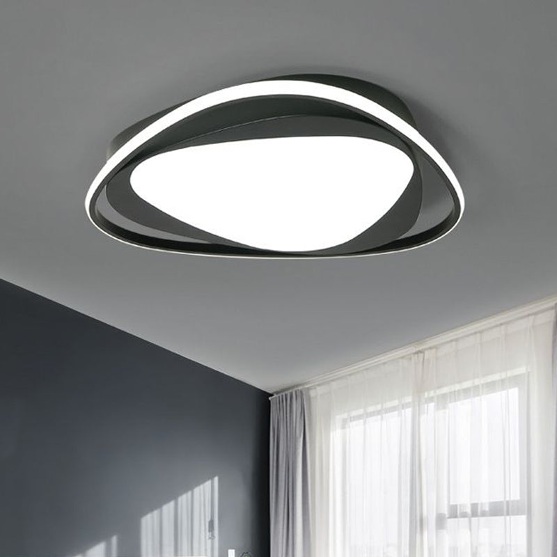 Black Metal Led Flushmount Ceiling Light With Minimalist Triangle Design And Integrated Diffuser
