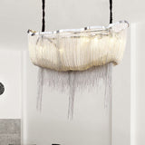 Modern Nordic Tassel Chandelier - Gold/Silver Metal 12-Light Hanging Fixture