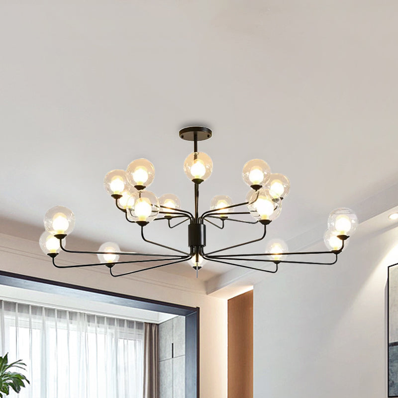 Contemporary 2-Tier Ball Clear Glass Chandelier - Elegant Radial Design With 8/12/18 Lights