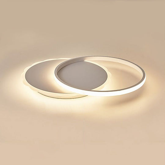 Modern Led Flush Mount Ceiling Light With Overlapping Acrylic Panels In White Bronze
