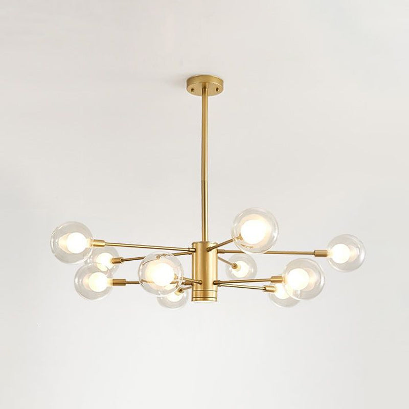 Gold Radial Design Chandelier: Modernist Glass Globe Light Fixture 10/12/16 Lights