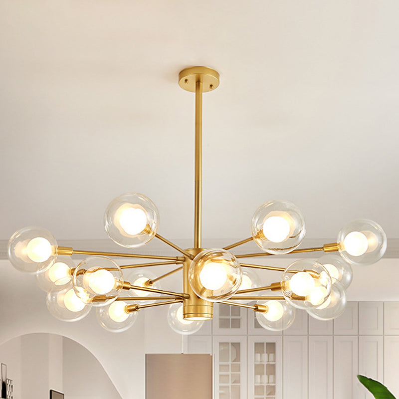 Gold Radial Design Chandelier: Modernist Glass Globe Light Fixture 10/12/16 Lights