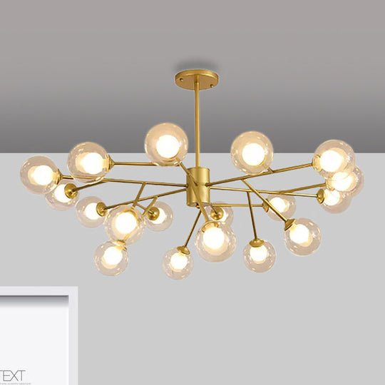 Modern Black/Gold Ball Pendant Chandelier With Clear Glass Shade - 12/15/18 Lights Ceiling Lighting