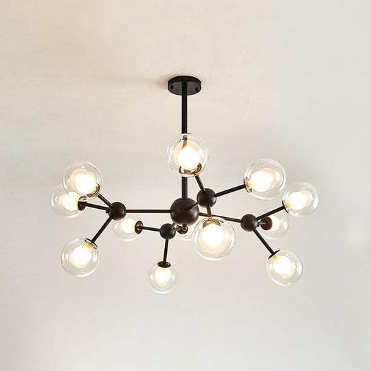 Modern Clear Glass Bubble Chandelier With Starburst Design - 9/12/15 Lights Hanging Light Fixture