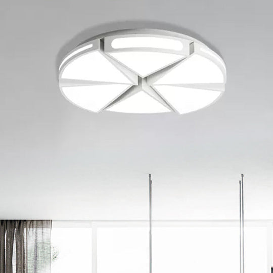 Modern White Round Ceiling Light For Kitchen Metal Flush Mount - 16’/19.5’ Lights With Black Accents