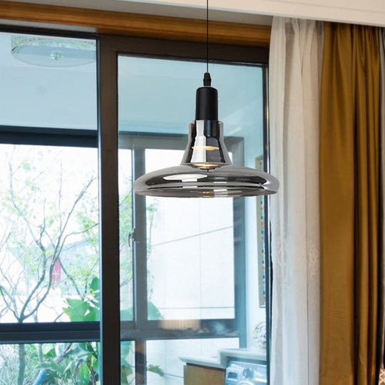 Modern Glass Pendant Lamp With Led Light In White Or Warm Tone - Bowl Cone Saucer Shape