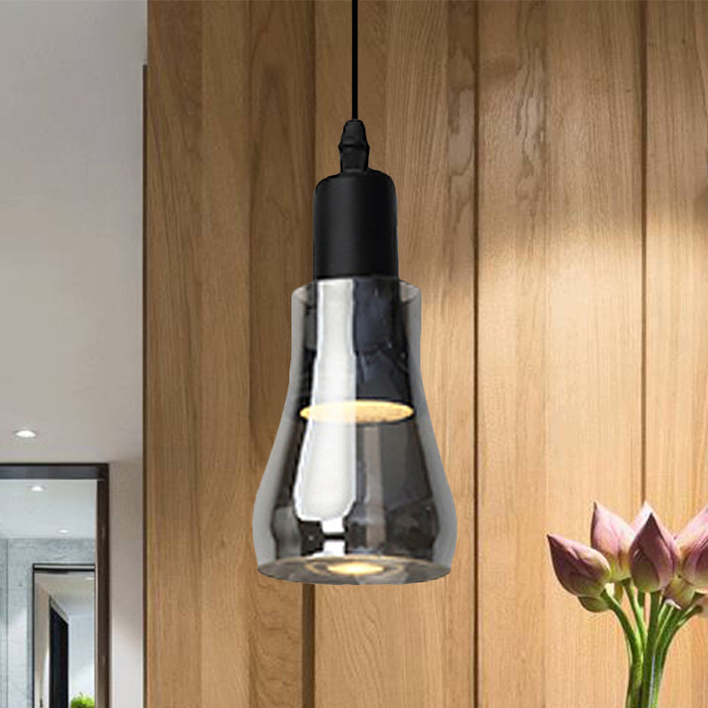 Modern Glass Pendant Lamp With Led Light In White Or Warm Tone - Bowl Cone Saucer Shape