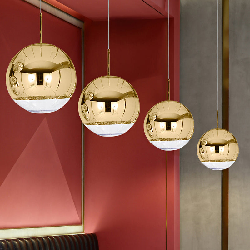 Sleek Metal Globe Pendant Ceiling Light Chrome/Gold Finish 1-Light For Chic Décor Available In