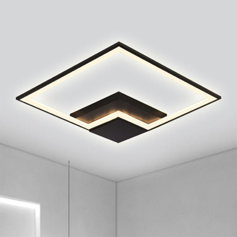 Torch Square Ceiling Lamp Simplicity - Black/White Led Acrylic Flush Mount Light