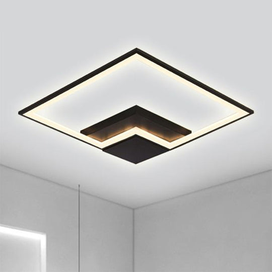 Torch Square Ceiling Lamp Simplicity - Black/White Led Acrylic Flush Mount Light
