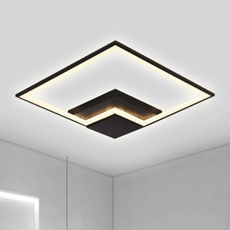 Torch Square Ceiling Lamp Simplicity - Black/White Led Acrylic Flush Mount Light (16/19.5/23.5)