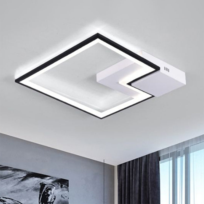 Torch Square Ceiling Lamp Simplicity - Black/White Led Acrylic Flush Mount Light