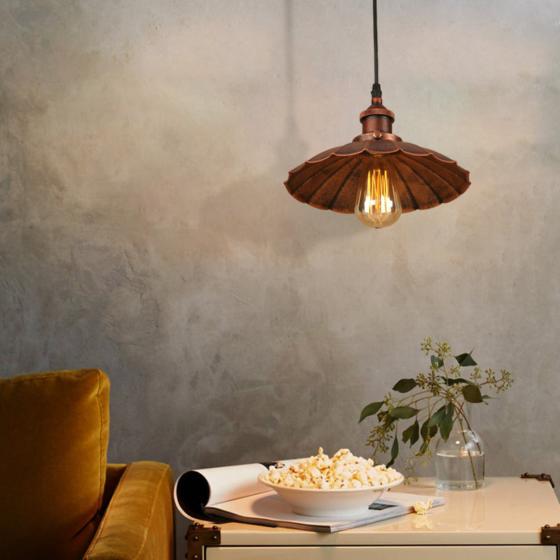 Farmhouse Scalloped Iron Pendant Light With 1 Hanging Ceiling - Indoor Lighting