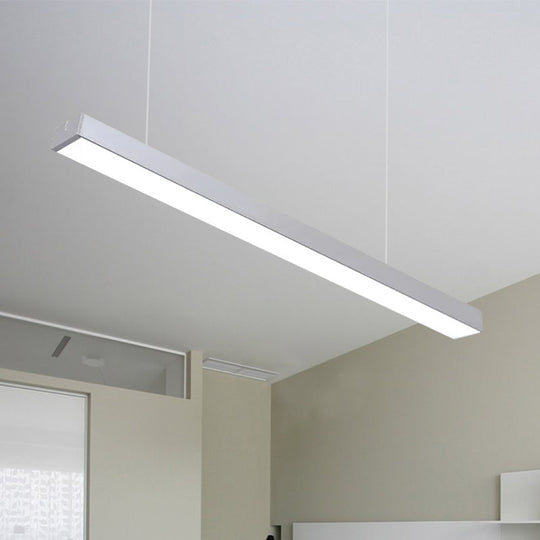 Sleek Rectangular Led Hanging Light - Minimal Silver/Black/White 23.5’/35.5’/47’ Long 5’/8’/12’ Wide