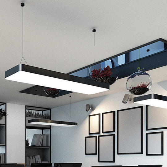 Sleek Rectangular Led Hanging Light - Minimal Silver/Black/White 23.5’/35.5’/47’ Long 5’/8’/12’ Wide