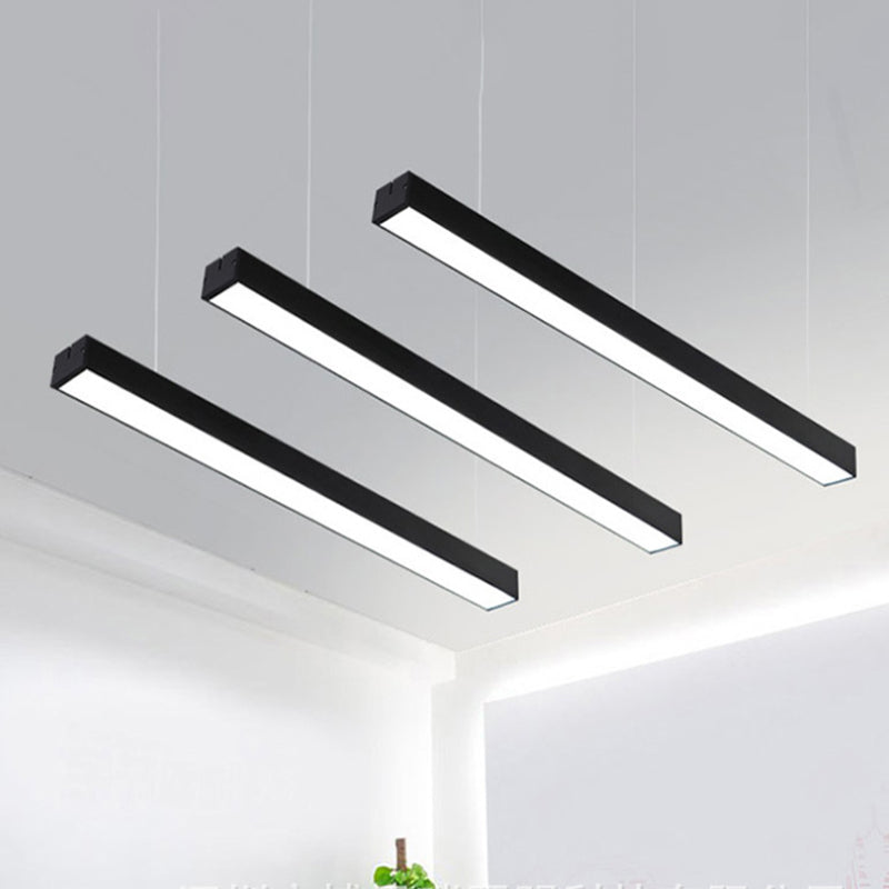 Sleek Rectangular Led Hanging Lighting - 23.5/35.5/47 Long | Slim Metal Shade Minimalistic