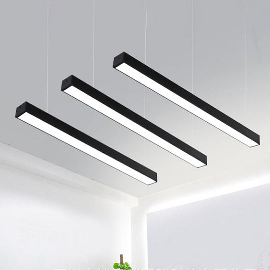 Sleek Rectangular Led Hanging Lighting - 23.5/35.5/47 Long | Slim Metal Shade Minimalistic