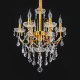 Traditional Gold Metal Candelabra Chandelier With Swag Crystal Strand Deco - Dining Room Hanging