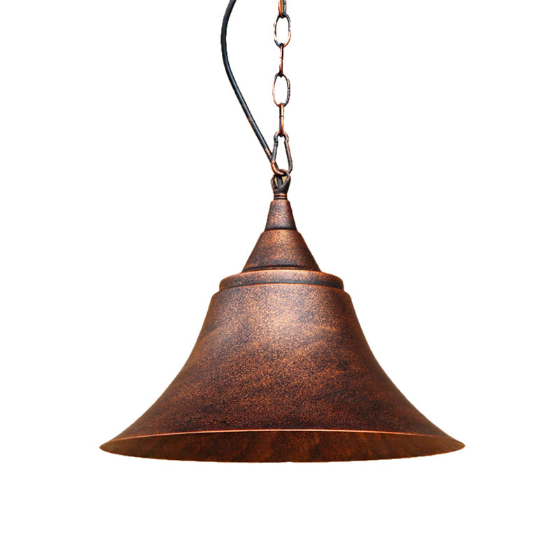Wrought Iron Rustic Bell Pendant Light With Farmhouse Chic Style For Restaurants And Homes