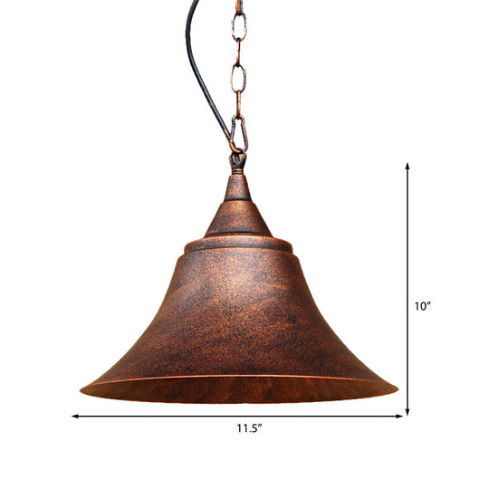 Wrought Iron Rustic Bell Pendant Light With Farmhouse Chic Style For Restaurants And Homes