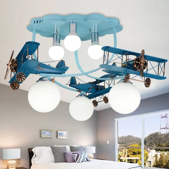 Modern Globe Flush Ceiling Light For Childs Bedroom