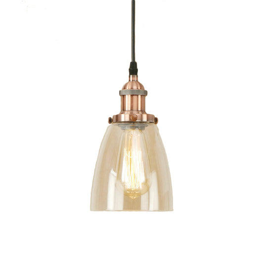 Farmhouse 1 Light Brass/Copper Pendant Ceiling With Clear Glass Tapered Shade