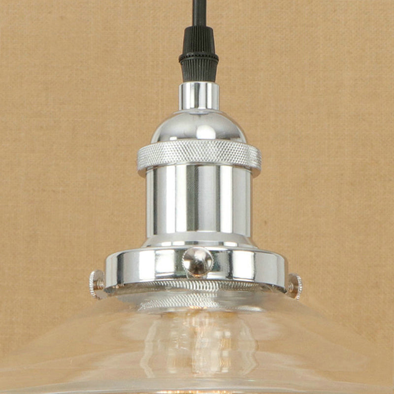 Industrial Clear Glass Pendant Lamp With Cone Shade - Black/Rust/Copper Finish Living Room Hanging