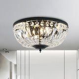 Crystal Strands Shade Flushmount Light With Metal Finish Black