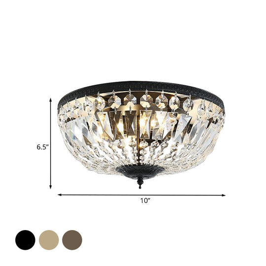 Crystal Strands Shade Flushmount Light With Metal Finish